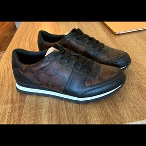 EUC Coach Leather Signature Sneakers Black Brown